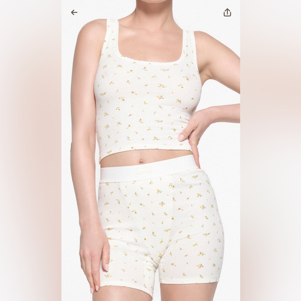 SKIMS Cotton Rib Boxer NWT - Marigold Rosebud Print